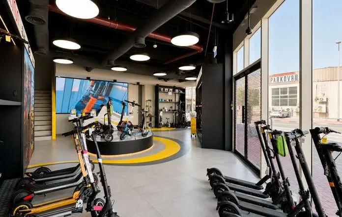 Scooter Showroom + Office interior fit-out — Al Quoz, Dubai · 250 Sqm